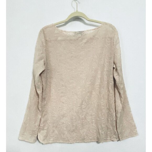 LOFT Top Womens Medium Lace Pullover Long Sleeve Blush Pink Cottagecore Boho - Picture 4 of 7